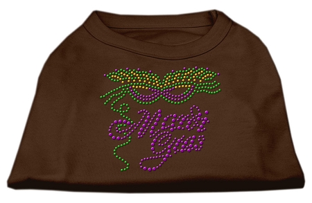 Mardi Gras Rhinestud Shirt Brown XS